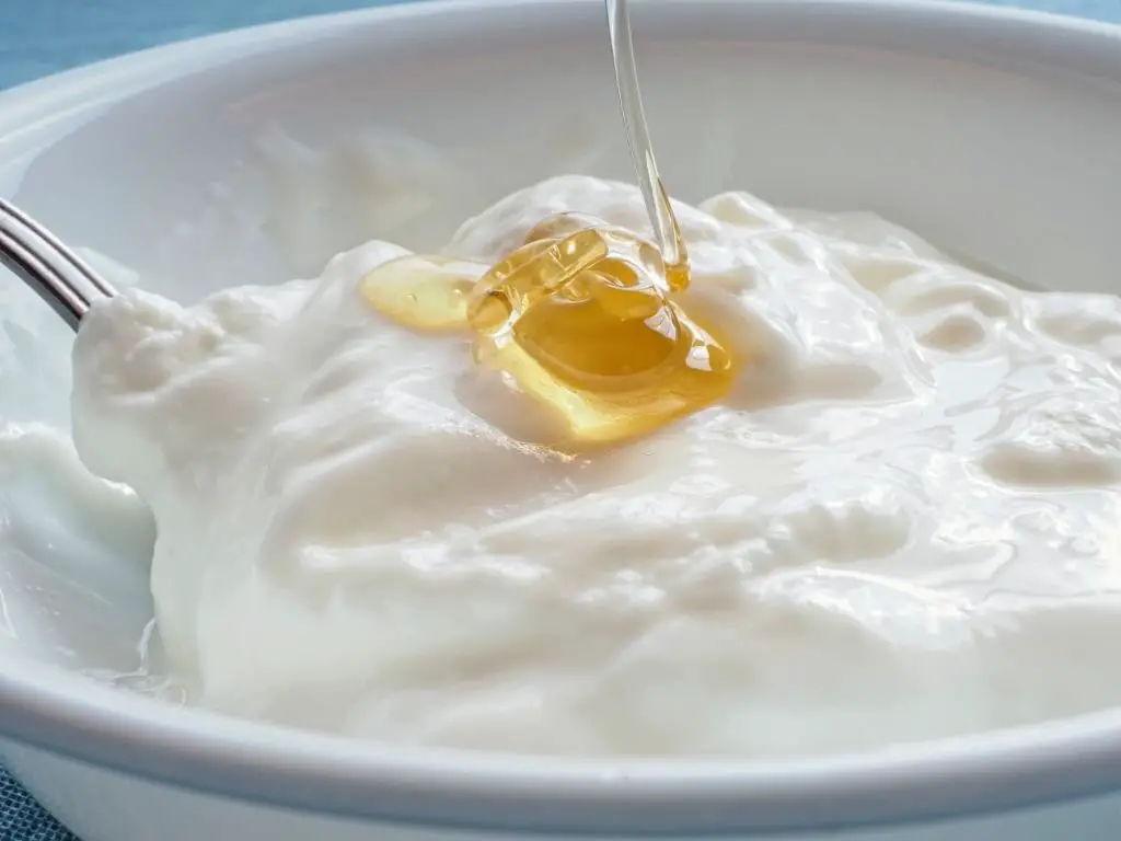 yogurt and tablespoon honey in a bowl