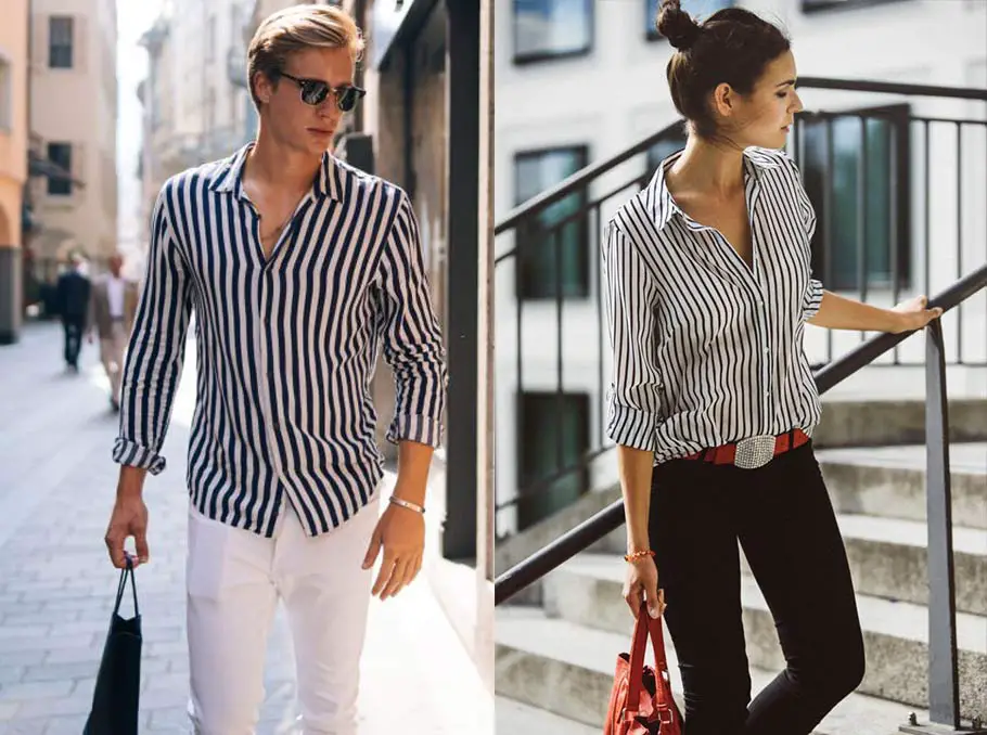 A classic striped shirt is worn every intellectual